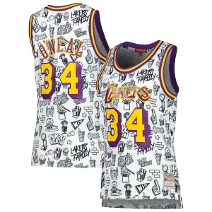 Shaquille O'Neal Los Luxueux Angeles Lakers Women's 1996 Doodle Swingman Jersey White