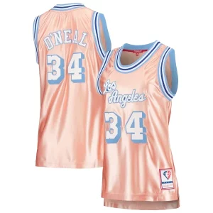 Shaquille Premium O'Neal Los Angeles Lakers Women's 75th Anniversary Rose Gold 1996 Swingman Jersey Pink