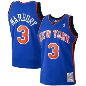 Stephon Marbury New York Exquisite Knicks Hardwood Classics Swingman Jersey Blue