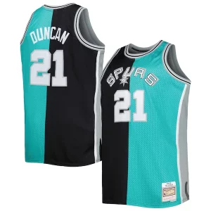 Tim Duncan San Antonio Spurs Big & Tall Hardwood Classics Premium 1998/99 Split Swingman Jersey Black/Teal