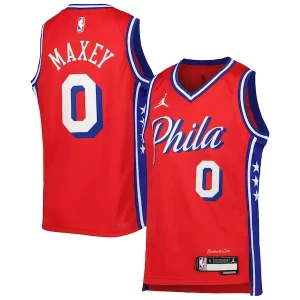 Tyrese Maxey Philadelphia 76ers Jordan Brand Youth Swingman Jersey Statement Edition Red Bold