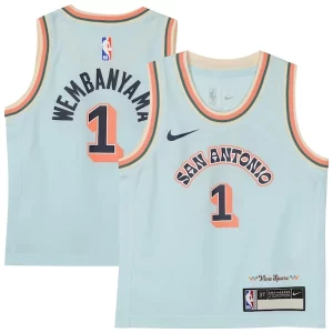 Victor Wembanyama San Antonio Spurs Nike Preschool 2024/25 Swingman Player Jersey City Edition Light Blue Exquisite