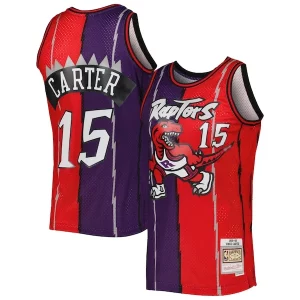 Vince Carter Toronto Raptors Hardwood Classics 1998/99 Split Swingman Jersey Purple/Red Tendance