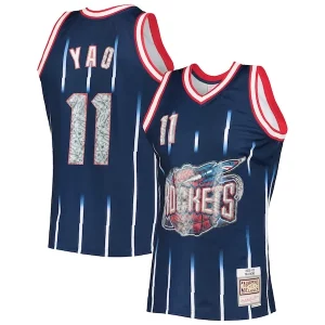 Yao Ming Houston Rockets 2002/03 Hardwood Classics NBA 75th Anniversary Élégant Diamond Swingman Jersey Navy